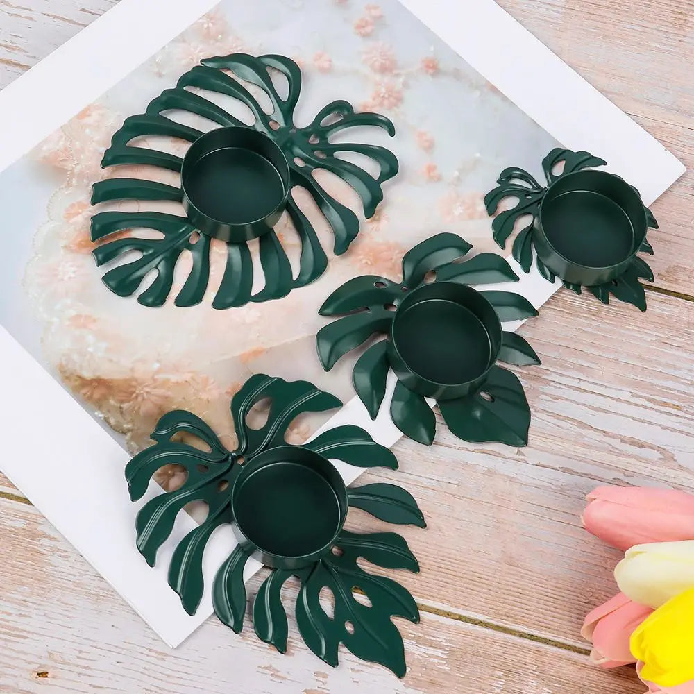 Iron Monstera Leaf Candle Holder