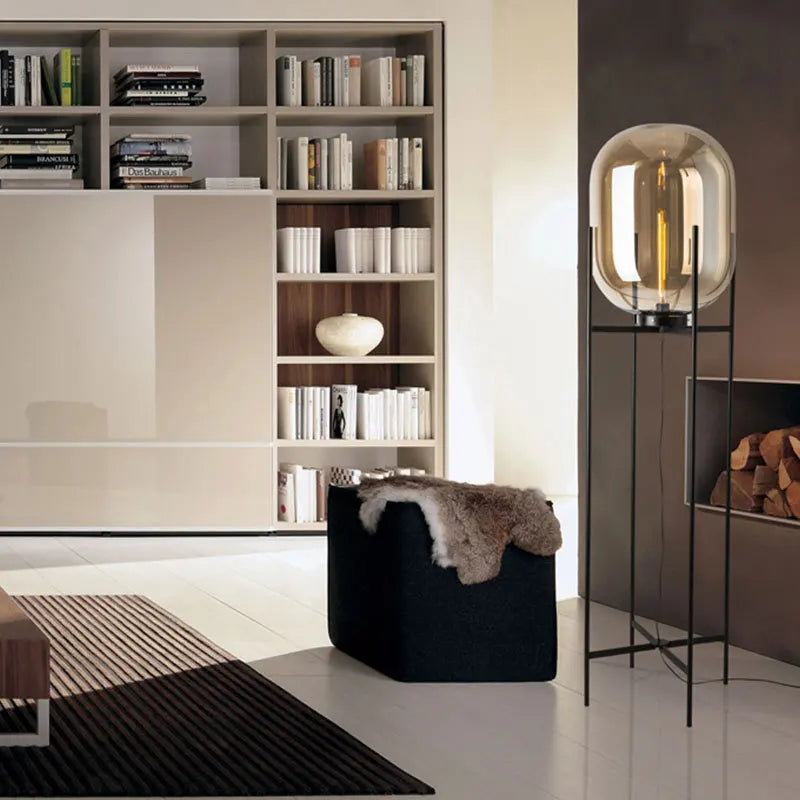 Cognac Glass Floor Lamp