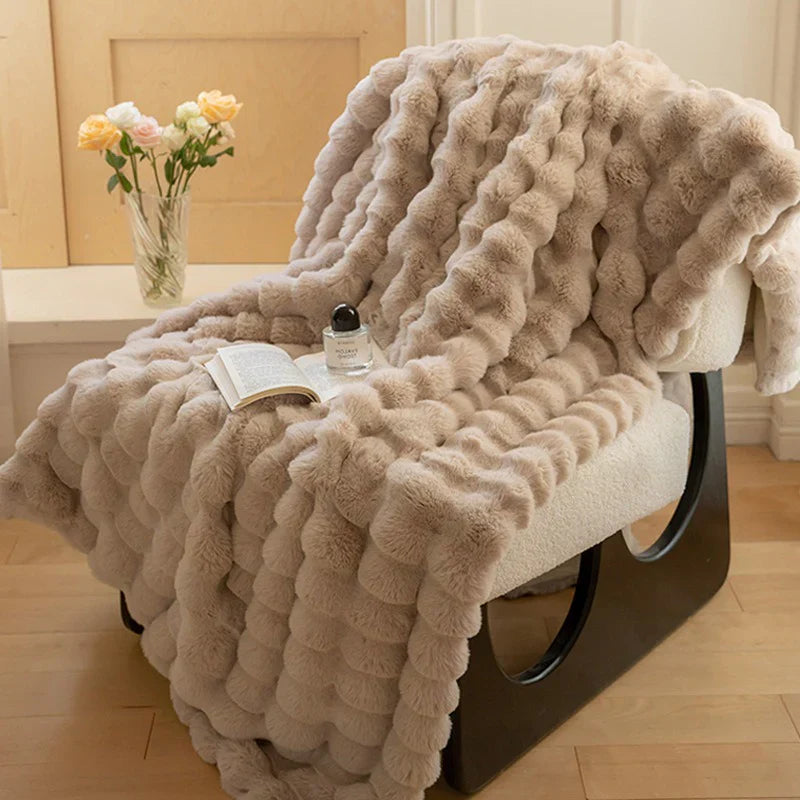 Rabbit Faux Fur Throw Blanket