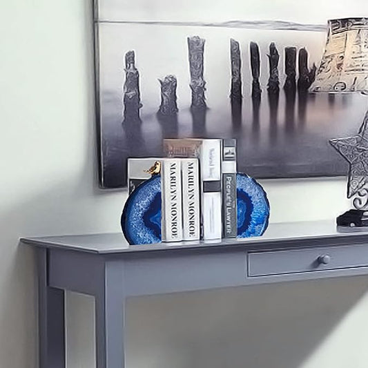 Blue Agate Bookend 2-Piece Set