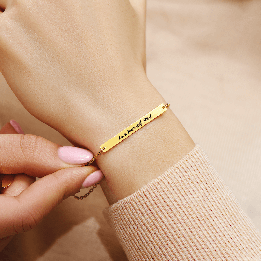 Love Yourself First - Motivational Bar Bracelet