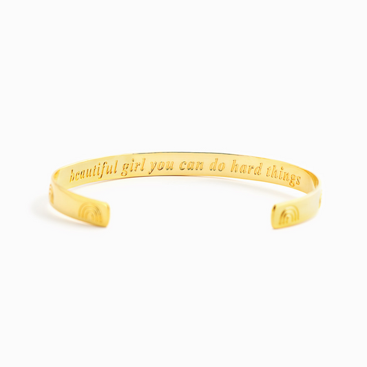 Beautiful Girl You Can Do Hard Things - Engraved Cuff Bracelet