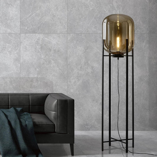 Cognac Glass Floor Lamp