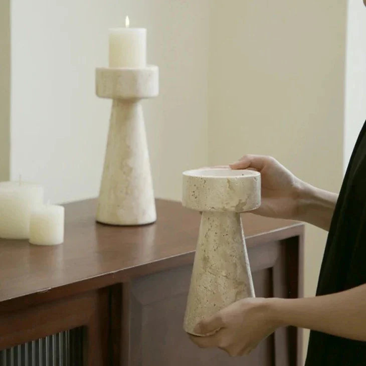 Travertine Stone Candle Holder