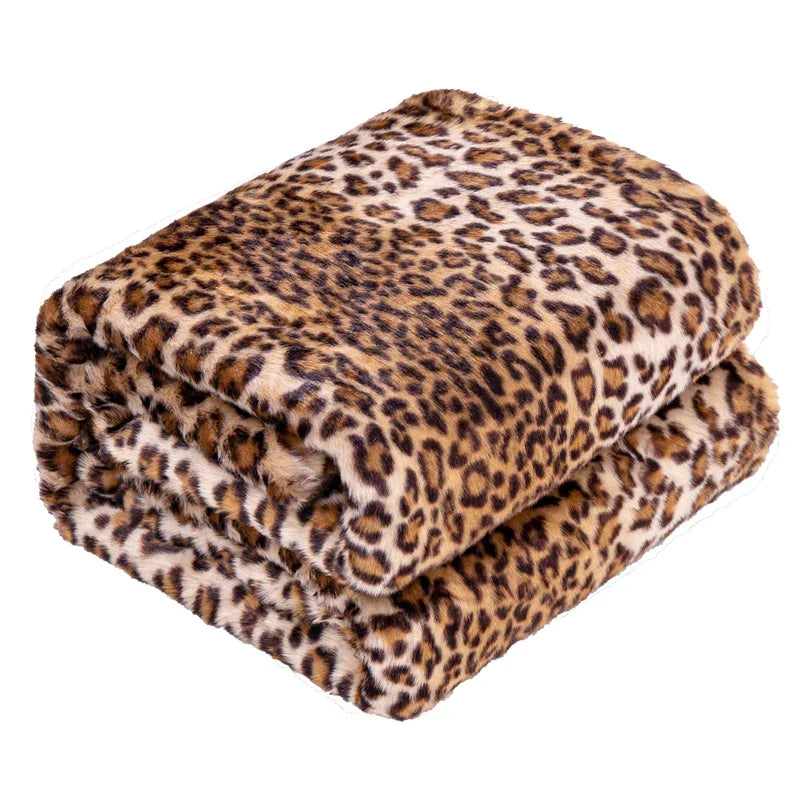 Leopard Faux Fur Throw Blanket