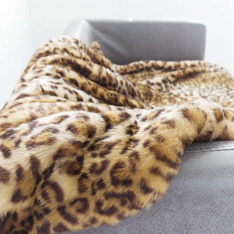 Leopard Faux Fur Throw Blanket