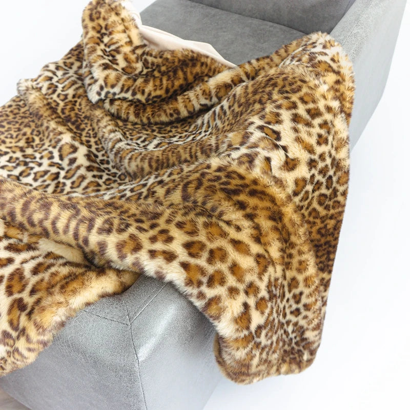 Leopard Faux Fur Throw Blanket