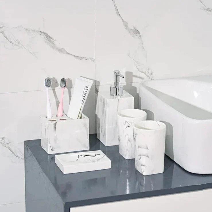 Milan Marble 5-Piece Bathroom Set